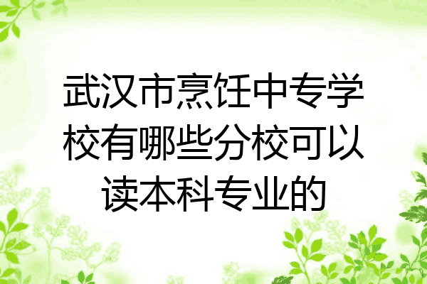 武汉市烹饪中专学校有哪些分校可以读本科专业的