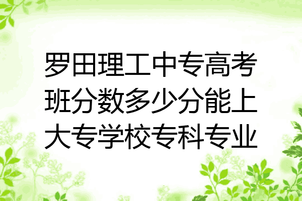 罗田理工中专高考班分数多少分能上大专学校专科专业