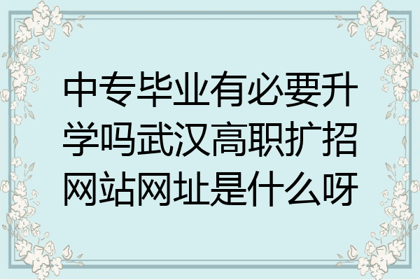 中专毕业有必要升学吗武汉高职扩招网站网址是什么呀