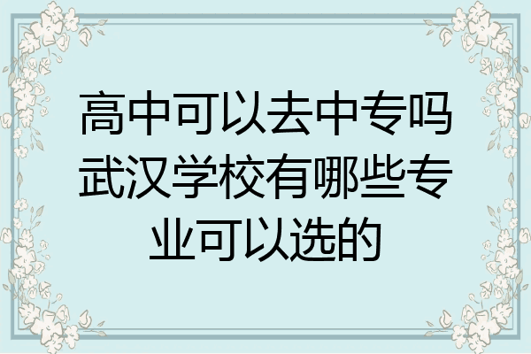 高中可以去中专吗武汉学校有哪些专业可以选的