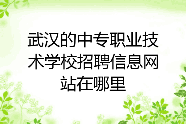 武汉的中专职业技术学校招聘信息网站在哪里