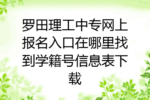 罗田理工中专网上报名入口在哪里找到学籍号信息表下载