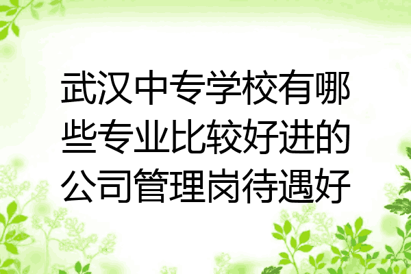 武汉中专学校有哪些专业比较好进的公司管理岗待遇好