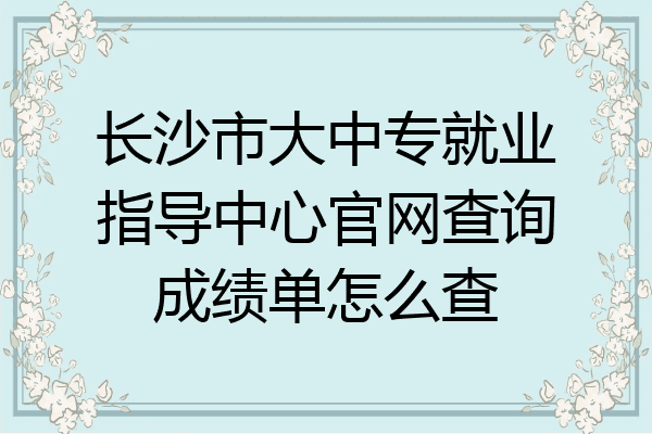 长沙市大中专就业指导中心官网查询成绩单怎么查