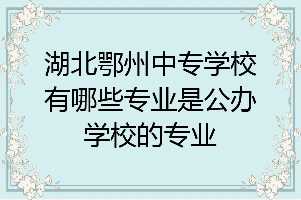湖北鄂州中专学校有哪些专业是公办学校的专业