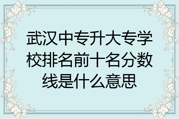 武汉中专升大专学校排名前十名分数线是什么意思