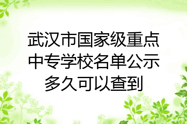 武汉市国家级重点中专学校名单公示多久可以查到