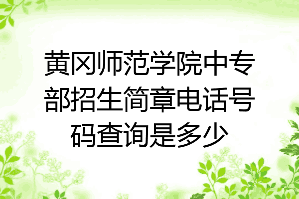黄冈师范学院中专部招生简章电话号码查询是多少