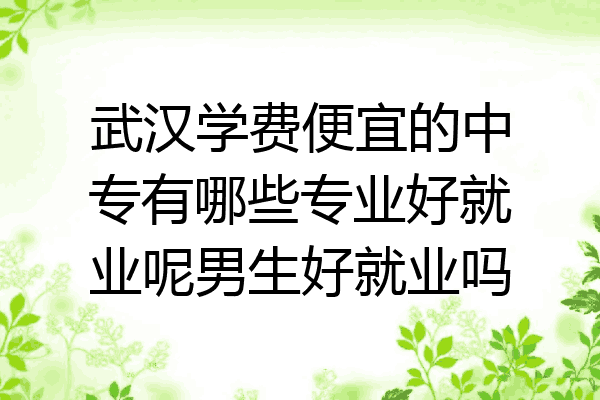 武汉学费便宜的中专有哪些专业好就业呢男生好就业吗