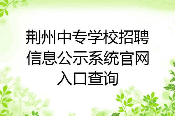 荆州中专学校招聘信息公示系统官网入口查询