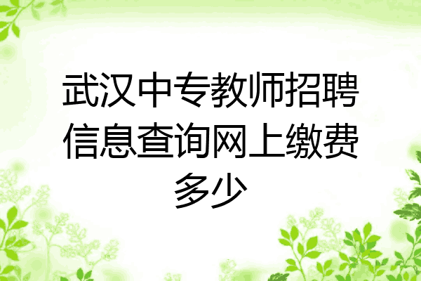 武汉中专教师招聘信息查询网上缴费多少