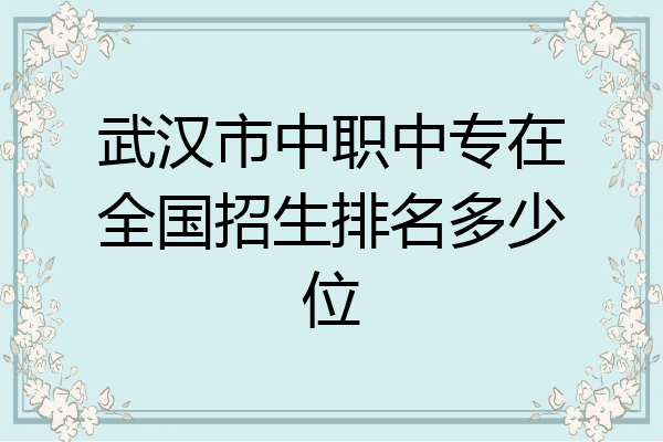 武汉市中职中专在全国招生排名多少位