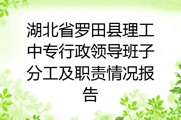湖北省罗田县理工中专行政领导班子分工及职责情况报告