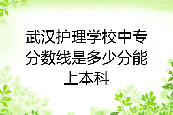 武汉护理学校中专分数线是多少分能上本科