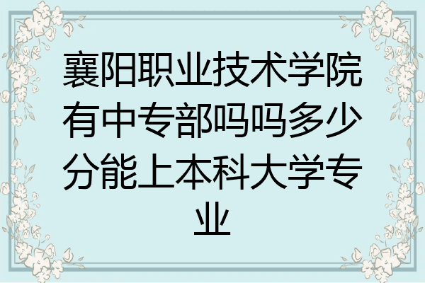 襄阳职业技术学院有中专部吗吗多少分能上本科大学专业