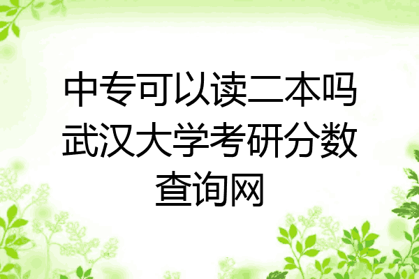中专可以读二本吗武汉大学考研分数查询网