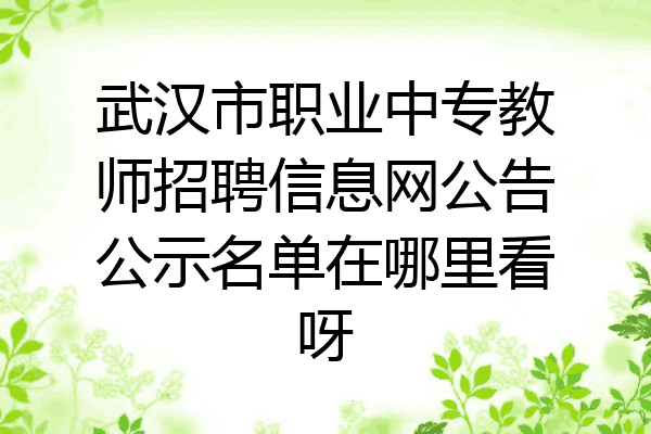 武汉市职业中专教师招聘信息网公告公示名单在哪里看呀