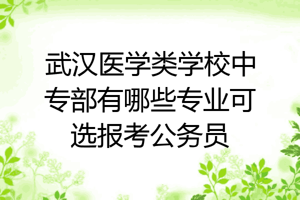 武汉医学类学校中专部有哪些专业可选报考公务员