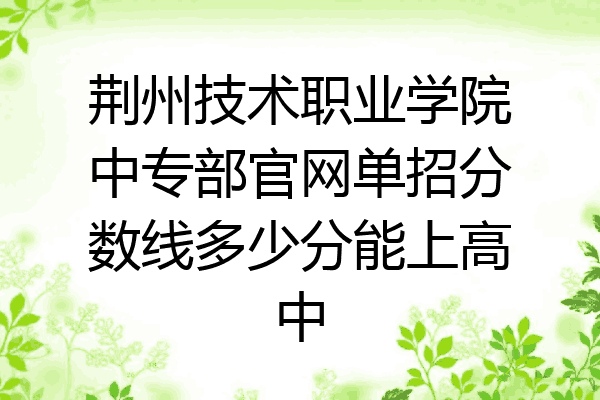荆州技术职业学院中专部官网单招分数线多少分能上高中
