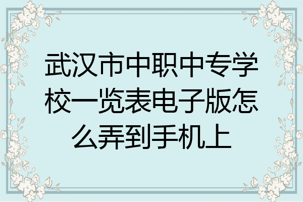 武汉市中职中专学校一览表电子版怎么弄到手机上