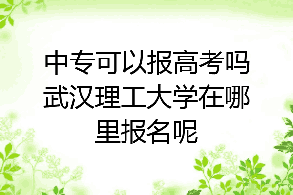 中专可以报高考吗武汉理工大学在哪里报名呢
