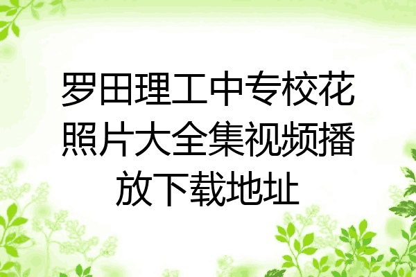 罗田理工中专校花照片大全集视频播放下载地址