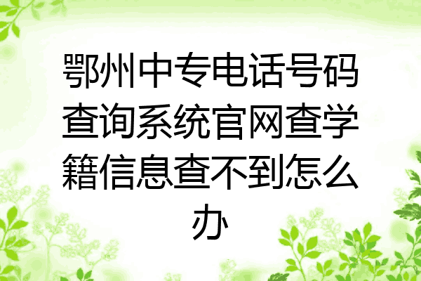鄂州中专电话号码查询系统官网查学籍信息查不到怎么办