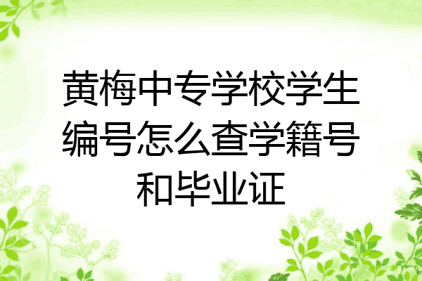 黄梅中专学校学生编号怎么查学籍号和毕业证