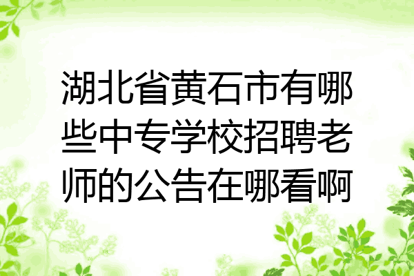 湖北省黄石市有哪些中专学校招聘老师的公告在哪看啊