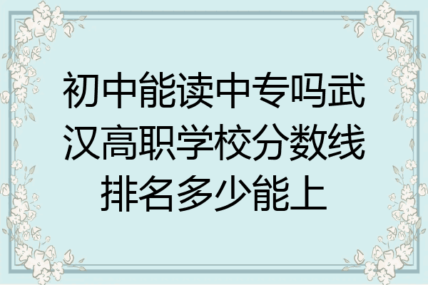 初中能读中专吗武汉高职学校分数线排名多少能上