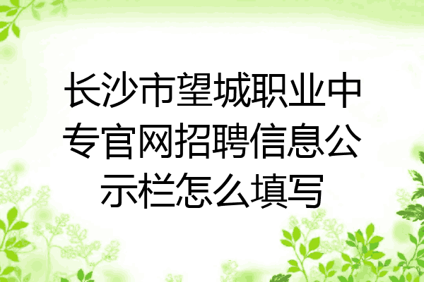 长沙市望城职业中专官网招聘信息公示栏怎么填写