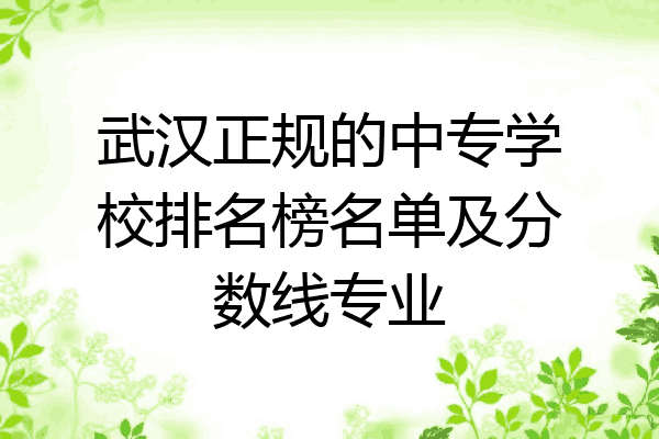 武汉正规的中专学校排名榜名单及分数线专业