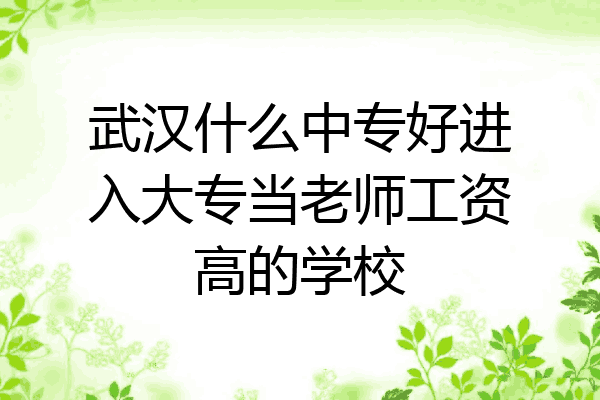 武汉什么中专好进入大专当老师工资高的学校