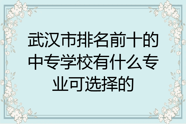 武汉市排名前十的中专学校有什么专业可选择的