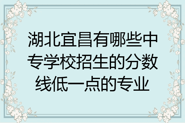 湖北宜昌有哪些中专学校招生的分数线低一点的专业