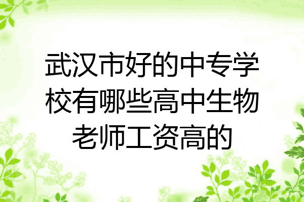 武汉市好的中专学校有哪些高中生物老师工资高的