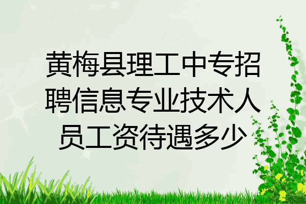 黄梅县理工中专招聘信息专业技术人员工资待遇多少
