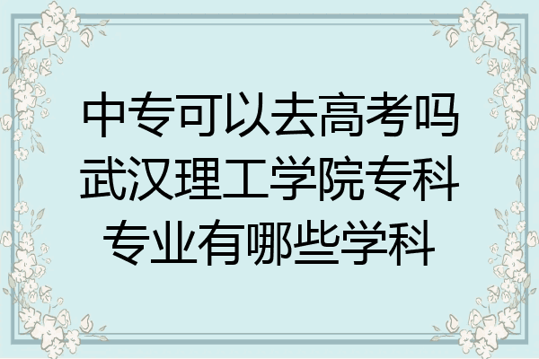 中专可以去高考吗武汉理工学院专科专业有哪些学科