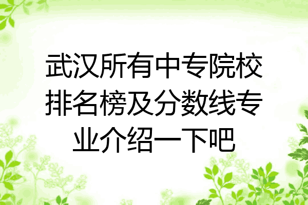 武汉所有中专院校排名榜及分数线专业介绍一下吧