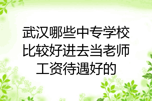 武汉哪些中专学校比较好进去当老师工资待遇好的