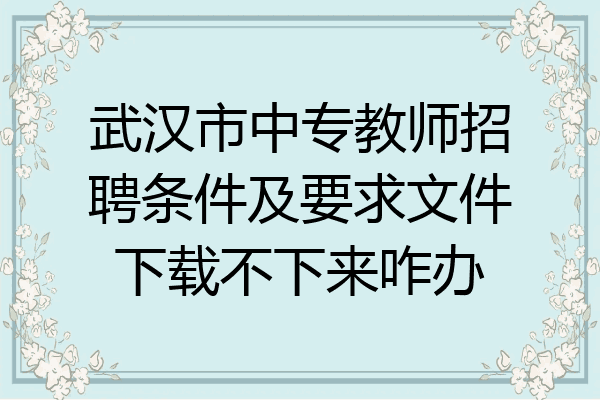 武汉市中专教师招聘条件及要求文件下载不下来咋办