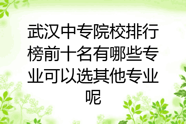武汉中专院校排行榜前十名有哪些专业可以选其他专业呢