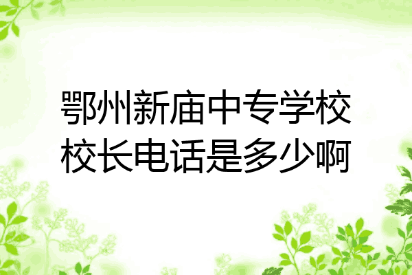 鄂州新庙中专学校校长电话是多少啊