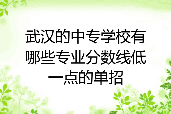 武汉的中专学校有哪些专业分数线低一点的单招