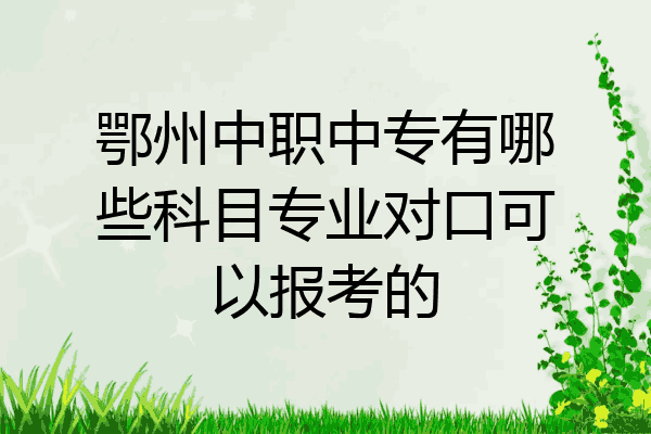 鄂州中职中专有哪些科目专业对口可以报考的
