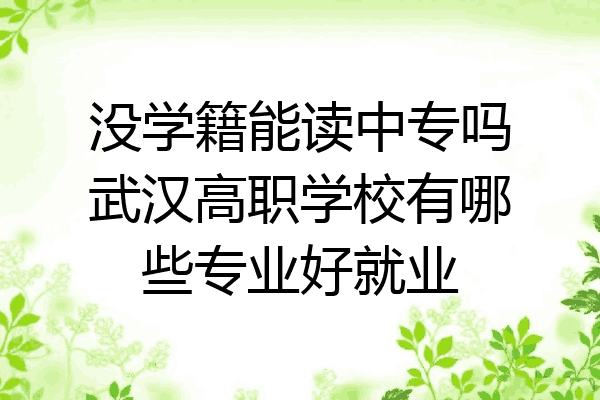 没学籍能读中专吗武汉高职学校有哪些专业好就业