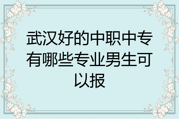 武汉好的中职中专有哪些专业男生可以报