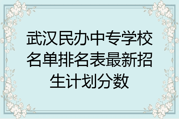 武汉民办中专学校名单排名表最新招生计划分数