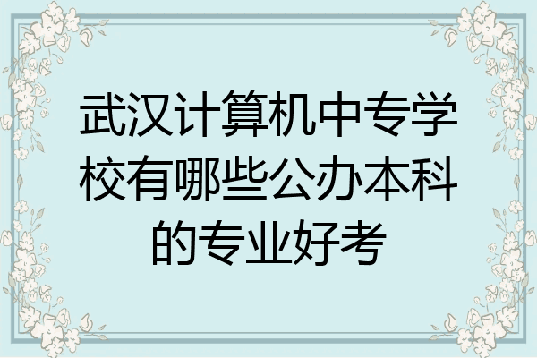 武汉计算机中专学校有哪些公办本科的专业好考