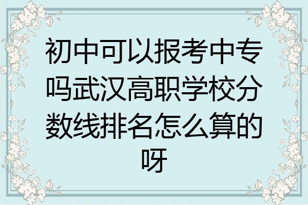 初中可以报考中专吗武汉高职学校分数线排名怎么算的呀